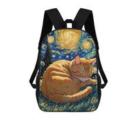 sinyumoney Sacs À Dos Scolaires Pour Enfants Orange Tabby Cat Sleeping in Starry Night Sac D'école Imprimé En 3D Pour Garçons, Élèves Du Primaire Et Du Collège 17inch