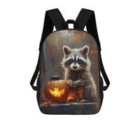 sinyumoney Sacs À Dos Scolaires Pour Enfants Raccoon with Halloween Pumpkin Sac D'école Imprimé En 3D Pour Garçons, Élèves Du Primaire Et Du Collège 17inch