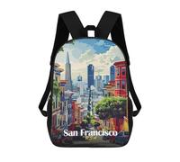 sinyumoney Sacs À Dos Scolaires Pour Enfants San Francisco Cityscape Illustration Sac D'école Imprimé En 3D Pour Garçons, Élèves Du Primaire Et Du Collège 17inch