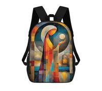 sinyumoney Sacs À Dos Scolaires Pour Enfants Selene - Cubist Minimal Mythology Abstract Sac D'école Imprimé En 3D Pour Garçons, Élèves Du Primaire Et Du Collège 17inch