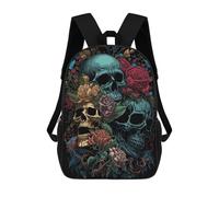 sinyumoney Sacs À Dos Scolaires Pour Enfants Skulls And Roses Artwork Sac D'école Imprimé En 3D Pour Garçons, Élèves Du Primaire Et Du Collège 17inch