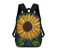 sinyumoney Sacs À Dos Scolaires Pour Enfants Stained Glass Sunflower with Moon Sac D'école Imprimé En 3D Pour Garçons, Élèves Du Primaire Et Du Collège 17inch