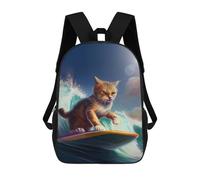 sinyumoney Sacs À Dos Scolaires Pour Enfants Surfing Cat Adventure Sac D'école Imprimé En 3D Pour Garçons, Élèves Du Primaire Et Du Collège 17inch