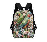 sinyumoney Sacs À Dos Scolaires Pour Enfants Two Parrots in Floral Arrangement Sac D'école Imprimé En 3D Pour Garçons, Élèves Du Primaire Et Du Collège 17inch