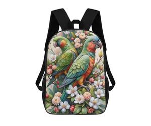 sinyumoney Sacs À Dos Scolaires Pour Enfants Two Parrots in Floral Arrangement Sac D'école Imprimé En 3D Pour Garçons, Élèves Du Primaire Et Du Collège 17inch