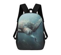 sinyumoney Sacs À Dos Scolaires Pour Enfants Underwater Encounter with Giant Turtle Sac D'école Imprimé En 3D Pour Garçons, Élèves Du Primaire Et Du Collège 17inch