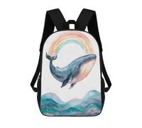 sinyumoney Sacs À Dos Scolaires Pour Enfants Watercolor Whale with Rainbow And Waves Sac D'école Imprimé En 3D Pour Garçons, Élèves Du Primaire Et Du Collège 17inch