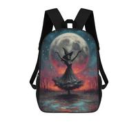 sinyumoney Sacs À Dos Scolaires Pour Enfants Witch Skeleton Dancing Under Full Moon Sac D'école Imprimé En 3D Pour Garçons, Élèves Du Primaire Et Du Collège 17inch