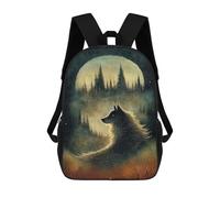 sinyumoney Sacs À Dos Scolaires Pour Enfants Wolf in The Moonlight Sac D'école Imprimé En 3D Pour Garçons, Élèves Du Primaire Et Du Collège 17inch