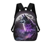sinyumoney Sacs À Dos Scolaires Pour Enfants Wolf Moonlit Majesty Sac D'école Imprimé En 3D Pour Garçons, Élèves Du Primaire Et Du Collège 17inch