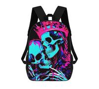 sinyumoney Sacs À Dos Skeletal Embrace Neon Crowned Love Sac À Dos Scolaire Pour Enfants, Sac D'école Imprimé En 3D Pour Garçons, Élèves Du Primaire Et Du Collège 17inch
