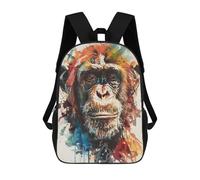 sinyumoney Sacs À Dos Splash Watercolor Monkey Sac À Dos Scolaire Pour Enfants, Sac D'école Imprimé En 3D Pour Garçons, Élèves Du Primaire Et Du Collège 17inch