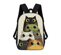 sinyumoney Sacs À Dos Stack of Cartoon Cats with Big Eyes Sac À Dos Scolaire Pour Enfants, Sac D'école Imprimé En 3D Pour Garçons, Élèves Du Primaire Et Du Collège 17inch