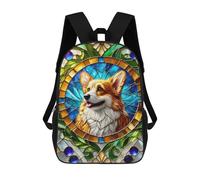 sinyumoney Sacs À Dos Stained Glass Corgi Sac À Dos Scolaire Pour Enfants, Sac D'école Imprimé En 3D Pour Garçons, Élèves Du Primaire Et Du Collège 17inch