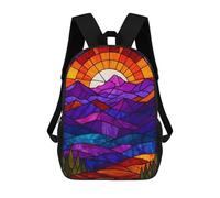 sinyumoney Sacs À Dos Stained Glass Mountain Sunset Sac À Dos Scolaire Pour Enfants, Sac D'école Imprimé En 3D Pour Garçons, Élèves Du Primaire Et Du Collège 17inch