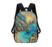 sinyumoney Sacs À Dos Sunset Cliffs Kintsugi Art Sac À Dos Scolaire Pour Enfants, Sac D'école Imprimé En 3D Pour Garçons, Élèves Du Primaire Et Du Collège 17inch