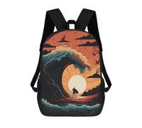 sinyumoney Sacs À Dos Surfing at Sunset Sac À Dos Scolaire Pour Enfants, Sac D'école Imprimé En 3D Pour Garçons, Élèves Du Primaire Et Du Collège 17inch