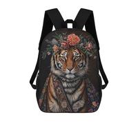 sinyumoney Sacs À Dos Tiger with Flowers Sac À Dos Scolaire Pour Enfants, Sac D'école Imprimé En 3D Pour Garçons, Élèves Du Primaire Et Du Collège 17inch