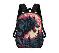 sinyumoney Sacs À Dos Werewolf Howling at The Moon Illustration Sac À Dos Scolaire Pour Enfants, Sac D'école Imprimé En 3D Pour Garçons, Élèves Du Primaire Et Du Collège 17inch