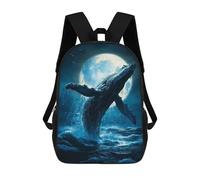 sinyumoney Sacs À Dos Whale Breach, Moonlight Ocean Sac À Dos Scolaire Pour Enfants, Sac D'école Imprimé En 3D Pour Garçons, Élèves Du Primaire Et Du Collège 17inch