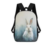 sinyumoney Sacs À Dos White Rabbit in Blue Field Painting Sac À Dos Scolaire Pour Enfants, Sac D'école Imprimé En 3D Pour Garçons, Élèves Du Primaire Et Du Collège 17inch
