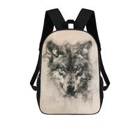 sinyumoney Sacs À Dos Wolf in Charcoal Portrait Sac À Dos Scolaire Pour Enfants, Sac D'école Imprimé En 3D Pour Garçons, Élèves Du Primaire Et Du Collège 17inch