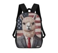 sinyumoney Sacs De Voyage Imprimés En 3D 17inch Alpaca in Suit with American Flag-2 Sac À Dos Scolaire Pour Enfants, Sac À Dos Décontracté Pour La Journée, Sac À Dos Tendance Pour Filles Et Femmes