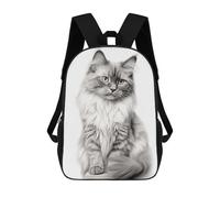 sinyumoney Sacs De Voyage Imprimés En 3D 17inch Black And White Ragdoll Cat Portrait Sac À Dos Scolaire Pour Enfants, Sac À Dos Décontracté Pour La Journée, Sac À Dos Tendance Pour Filles Et Femmes