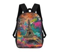 sinyumoney Sacs De Voyage Imprimés En 3D 17inch Colorful Eiffel Tower Art Print Sac À Dos Scolaire Pour Enfants, Sac À Dos Décontracté Pour La Journée, Sac À Dos Tendance Pour Filles Et Femmes