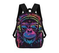 sinyumoney Sacs De Voyage Imprimés En 3D 17inch Colorful Monkey Headphones Art Print-1 Sac À Dos Scolaire Pour Enfants, Sac À Dos Décontracté Pour La Journée, Sac À Dos Tendance Pour Filles Et Femmes