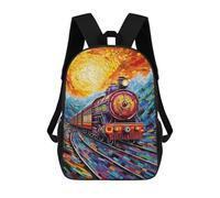 sinyumoney Sacs De Voyage Imprimés En 3D 17inch Colorful Train Mosaic Art Sac À Dos Scolaire Pour Enfants, Sac À Dos Décontracté Pour La Journée, Sac À Dos Tendance Pour Filles Et Femmes