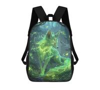 sinyumoney Sacs De Voyage Imprimés En 3D 17inch Glowing Green Fox Forest Sac À Dos Scolaire Pour Enfants, Sac À Dos Décontracté Pour La Journée, Sac À Dos Tendance Pour Filles Et Femmes
