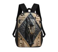 sinyumoney Sacs De Voyage Imprimés En 3D 17inch Golden Frame Wolf Art Deco Sac À Dos Scolaire Pour Enfants, Sac À Dos Décontracté Pour La Journée, Sac À Dos Tendance Pour Filles Et Femmes