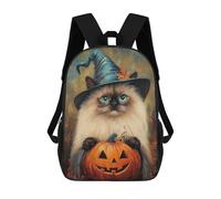 sinyumoney Sacs De Voyage Imprimés En 3D 17inch Halloween Witch Cat with Pumpkin Sac À Dos Scolaire Pour Enfants, Sac À Dos Décontracté Pour La Journée, Sac À Dos Tendance Pour Filles Et Femmes
