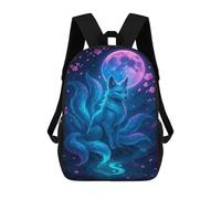 sinyumoney Sacs De Voyage Imprimés En 3D 17inch Nine-tailed Fox Under The Moonlight Sac À Dos Scolaire Pour Enfants, Sac À Dos Décontracté Pour La Journée, Sac À Dos Tendance Pour Filles Et Femmes