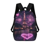sinyumoney Sacs De Voyage Imprimés En 3D 17inch Paris Eiffel Tower Fireworks Romance Sac À Dos Scolaire Pour Enfants, Sac À Dos Décontracté Pour La Journée, Sac À Dos Tendance Pour Filles Et Femmes