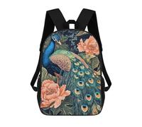 sinyumoney Sacs De Voyage Imprimés En 3D 17inch Peacock with Flowers Art Print Sac À Dos Scolaire Pour Enfants, Sac À Dos Décontracté Pour La Journée, Sac À Dos Tendance Pour Filles Et Femmes