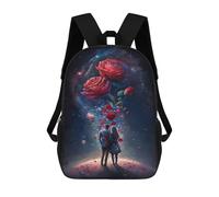 sinyumoney Sacs De Voyage Imprimés En 3D 17inch Romantic Space Rose Couple Sac À Dos Scolaire Pour Enfants, Sac À Dos Décontracté Pour La Journée, Sac À Dos Tendance Pour Filles Et Femmes