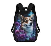 sinyumoney Sacs De Voyage Imprimés En 3D 17inch Starry Night Corgi with Flowers -2 Sac À Dos Scolaire Pour Enfants, Sac À Dos Décontracté Pour La Journée, Sac À Dos Tendance Pour Filles Et Femmes
