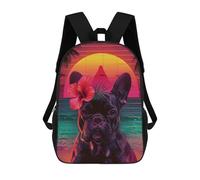sinyumoney Sacs De Voyage Imprimés En 3D 17inch Vibrant Tropical Bulldog Sunset Sac À Dos Scolaire Pour Enfants, Sac À Dos Décontracté Pour La Journée, Sac À Dos Tendance Pour Filles Et Femmes