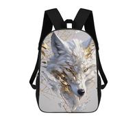 sinyumoney Sacs De Voyage Imprimés En 3D 17inch White And Gold Wolf Portrait Sac À Dos Scolaire Pour Enfants, Sac À Dos Décontracté Pour La Journée, Sac À Dos Tendance Pour Filles Et Femmes