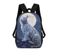 sinyumoney Sacs De Voyage Imprimés En 3D 17inch White Tiger Moonlit Fantasy Sac À Dos Scolaire Pour Enfants, Sac À Dos Décontracté Pour La Journée, Sac À Dos Tendance Pour Filles Et Femmes
