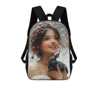 sinyumoney Sacs De Voyage Imprimés En 3D 17inch Winter Wonderland Bunny-2 Sac À Dos Scolaire Pour Enfants, Sac À Dos Décontracté Pour La Journée, Sac À Dos Tendance Pour Filles Et Femmes