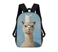 sinyumoney Sacs D'école Imprimés En 3D Pour Enfants 17inch Alpaca with Toilet Paper Hat Sac À Dos De Voyage Léger Sac À Livres Pour Enfants Garçons Et Filles