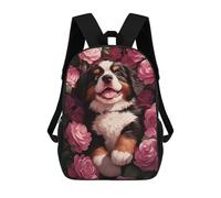 sinyumoney Sacs D'école Imprimés En 3D Pour Enfants 17inch Bernese Mountain Dog Puppy in Roses Sac À Dos De Voyage Léger Sac À Livres Pour Enfants Garçons Et Filles