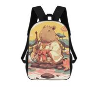 sinyumoney Sacs D'école Imprimés En 3D Pour Enfants 17inch Capybara Samurai with Katana And Kimono Sac À Dos De Voyage Léger Sac À Livres Pour Enfants Garçons Et Filles