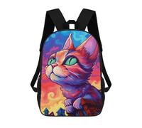 sinyumoney Sacs D'école Imprimés En 3D Pour Enfants 17inch Cat Colorful Paint Sac À Dos De Voyage Léger Sac À Livres Pour Enfants Garçons Et Filles