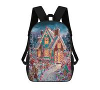 sinyumoney Sacs D'école Imprimés En 3D Pour Enfants 17inch Christmas Candyland Village Sac À Dos De Voyage Léger Sac À Livres Pour Enfants Garçons Et Filles