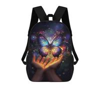 sinyumoney Sacs D'école Imprimés En 3D Pour Enfants 17inch Colorful Butterfly Background Sac À Dos De Voyage Léger Sac À Livres Pour Enfants Garçons Et Filles
