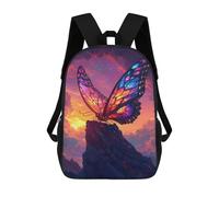 sinyumoney Sacs D'école Imprimés En 3D Pour Enfants 17inch Colorful Butterfly on A Mountain Peak Sac À Dos De Voyage Léger Sac À Livres Pour Enfants Garçons Et Filles
